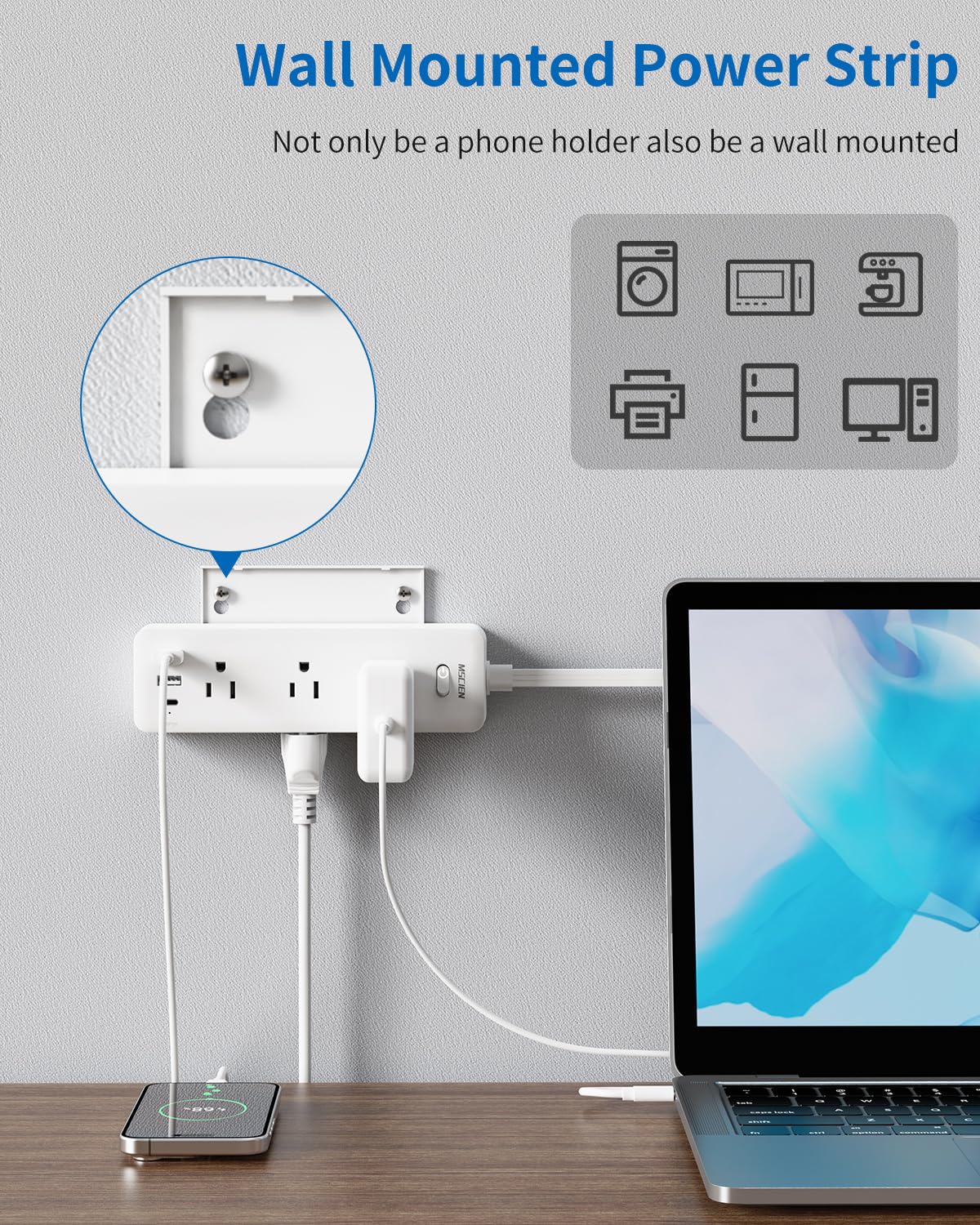 5 FT Extension Cord with 6 Outlets & USB