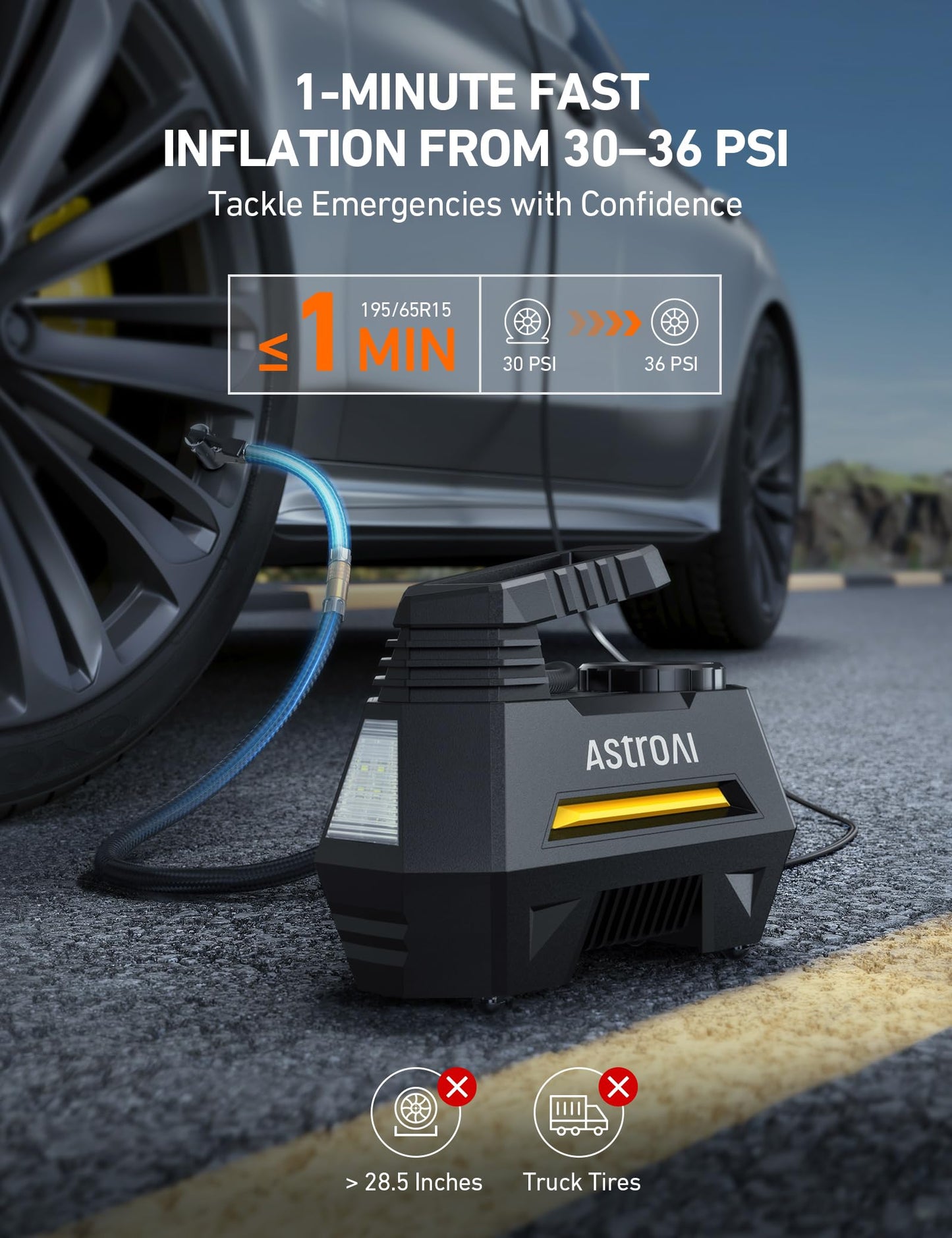 AstroAI Portable Tire Inflator with LED Light