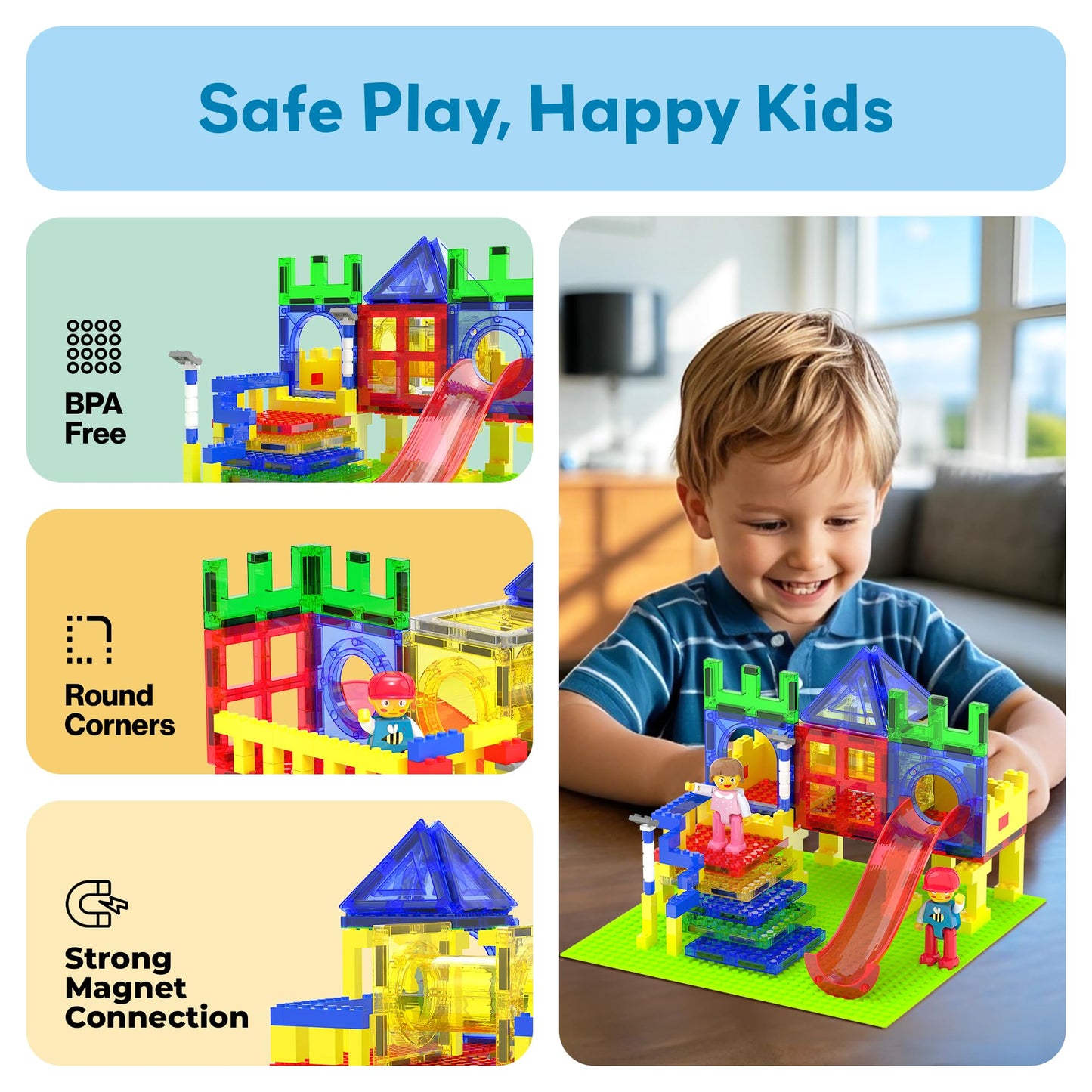 PicassoTiles Magnetic Building Blocks Playground Set