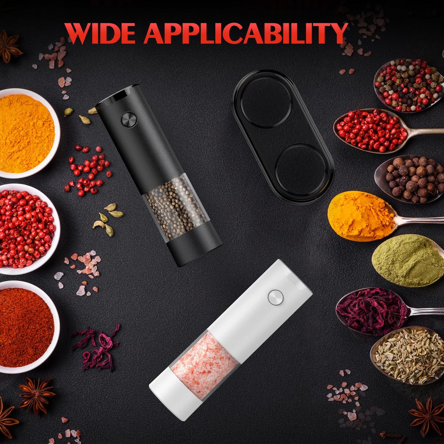 2 Pack Electric Salt and Pepper Grinders Set