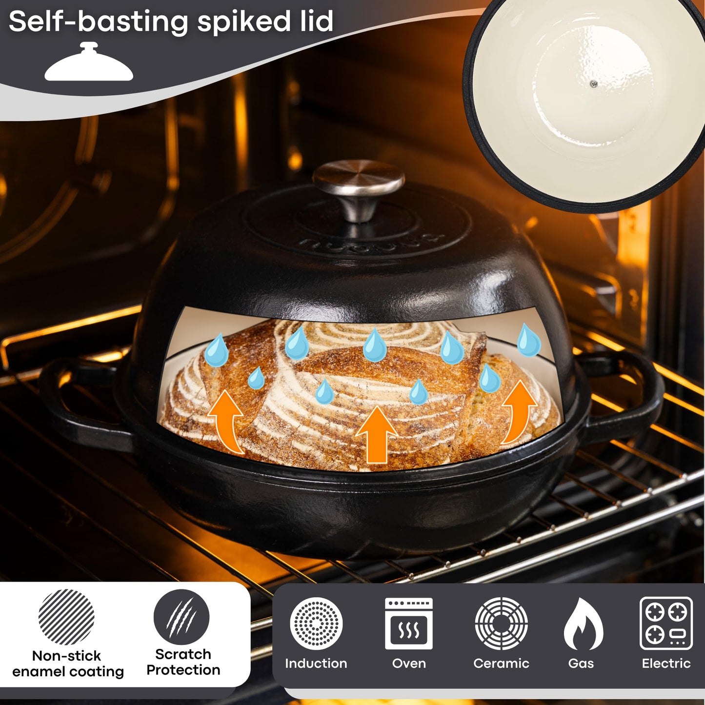 Cast Iron Dutch Oven Pot for Baking Bread
