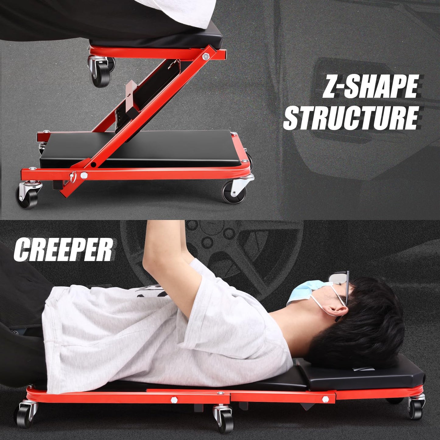 DNA MOTORING 36" 2-in-1 Rolling Car Creeper