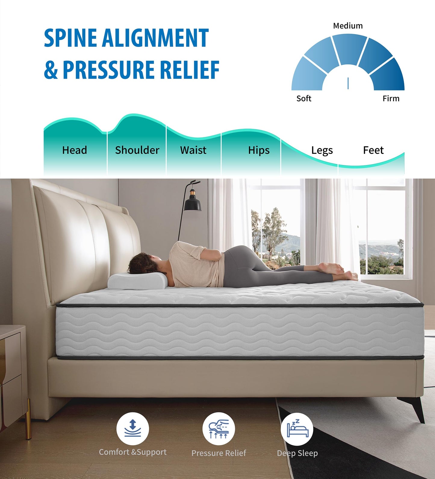 Cejato 12-Inch Hybrid Memory Foam Full Mattress