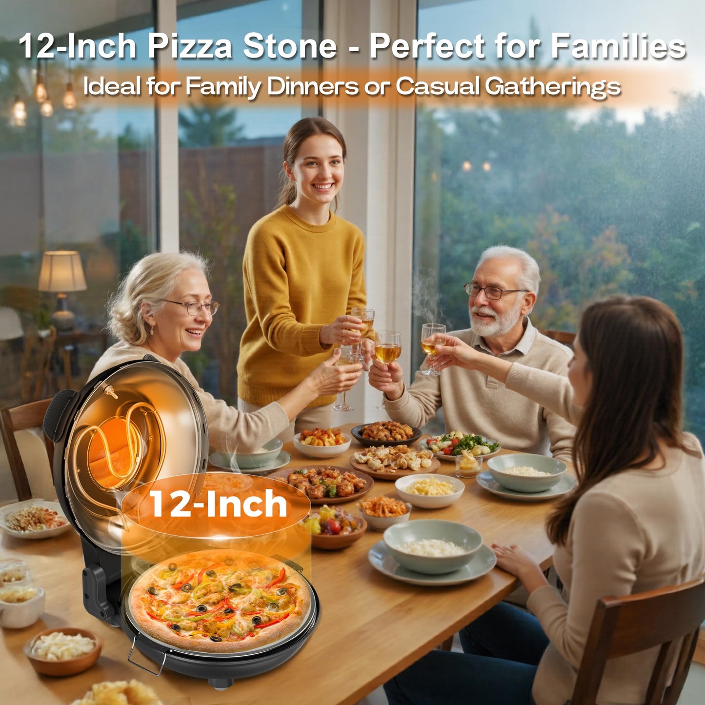 Indoor Electric Pizza Oven with Timer and Control