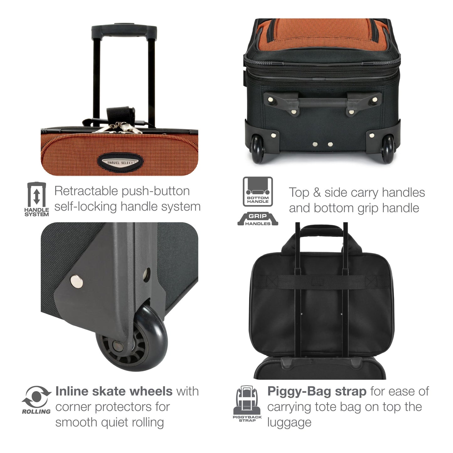 4-Piece Rolling Luggage Set by Travel Select