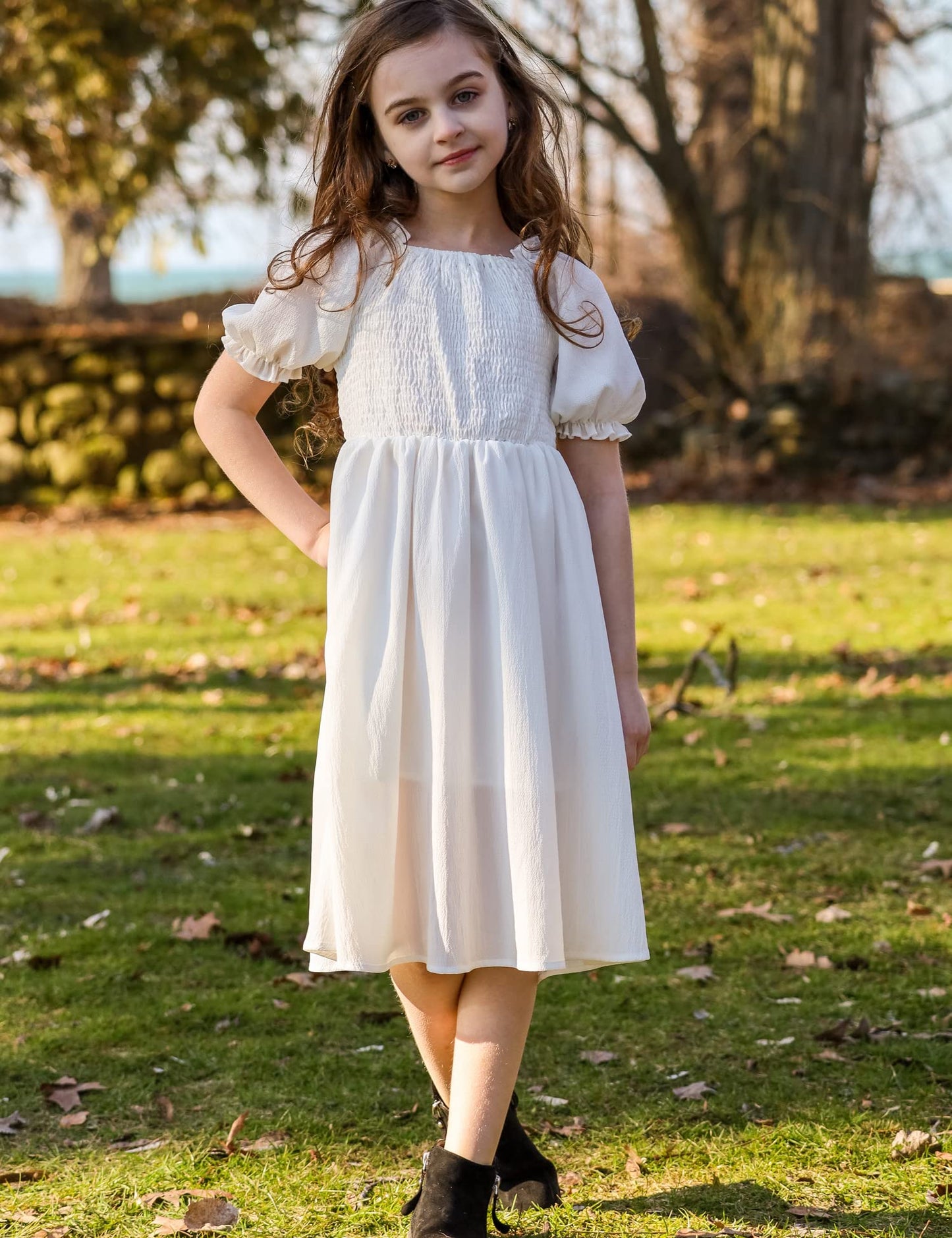 Arshiner Girl's Sleeveless Stretchy Crop Top A-Line Swing Party Dress Solid White for 4-5 Years