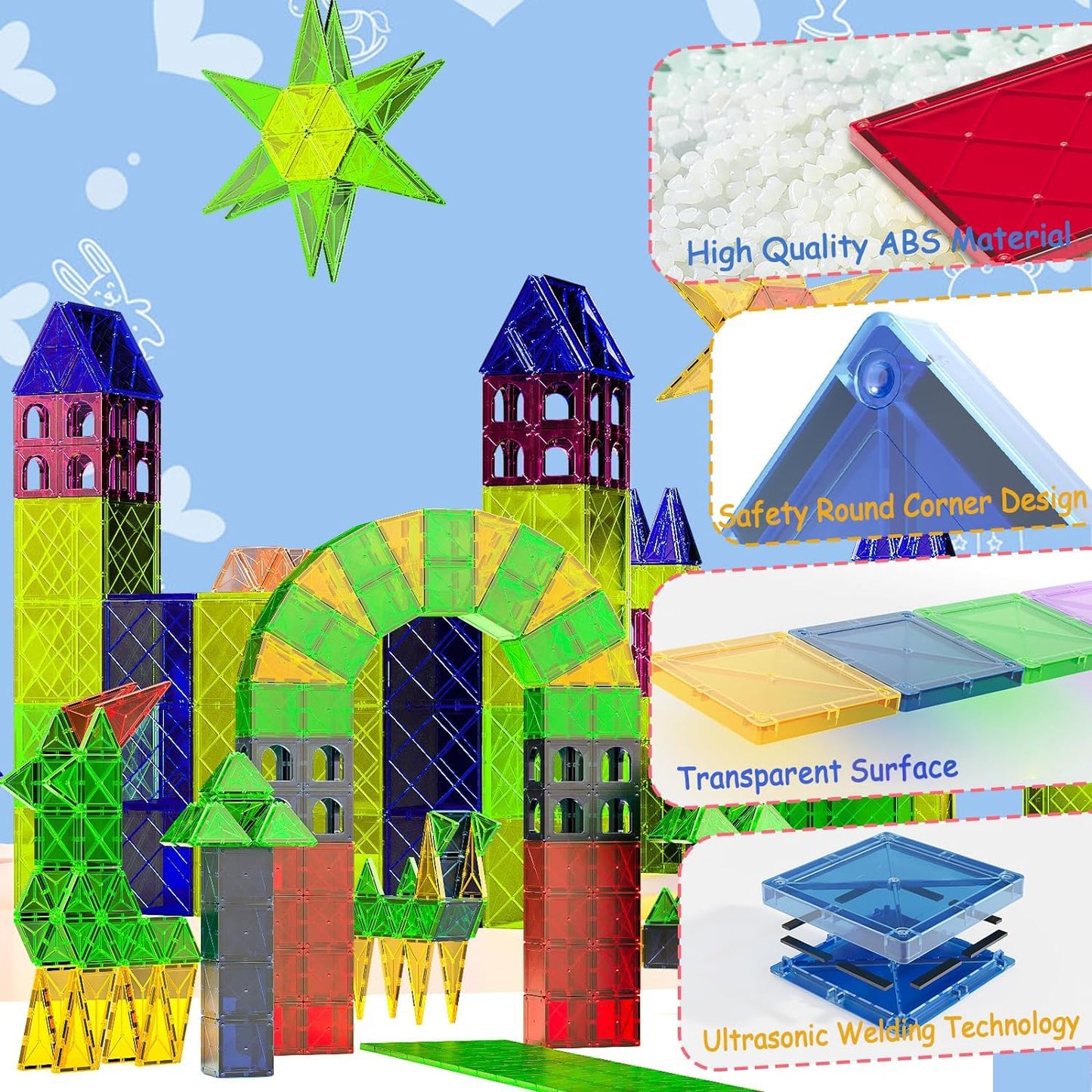 LATI Magnetic Building Tiles for Kids 3-8