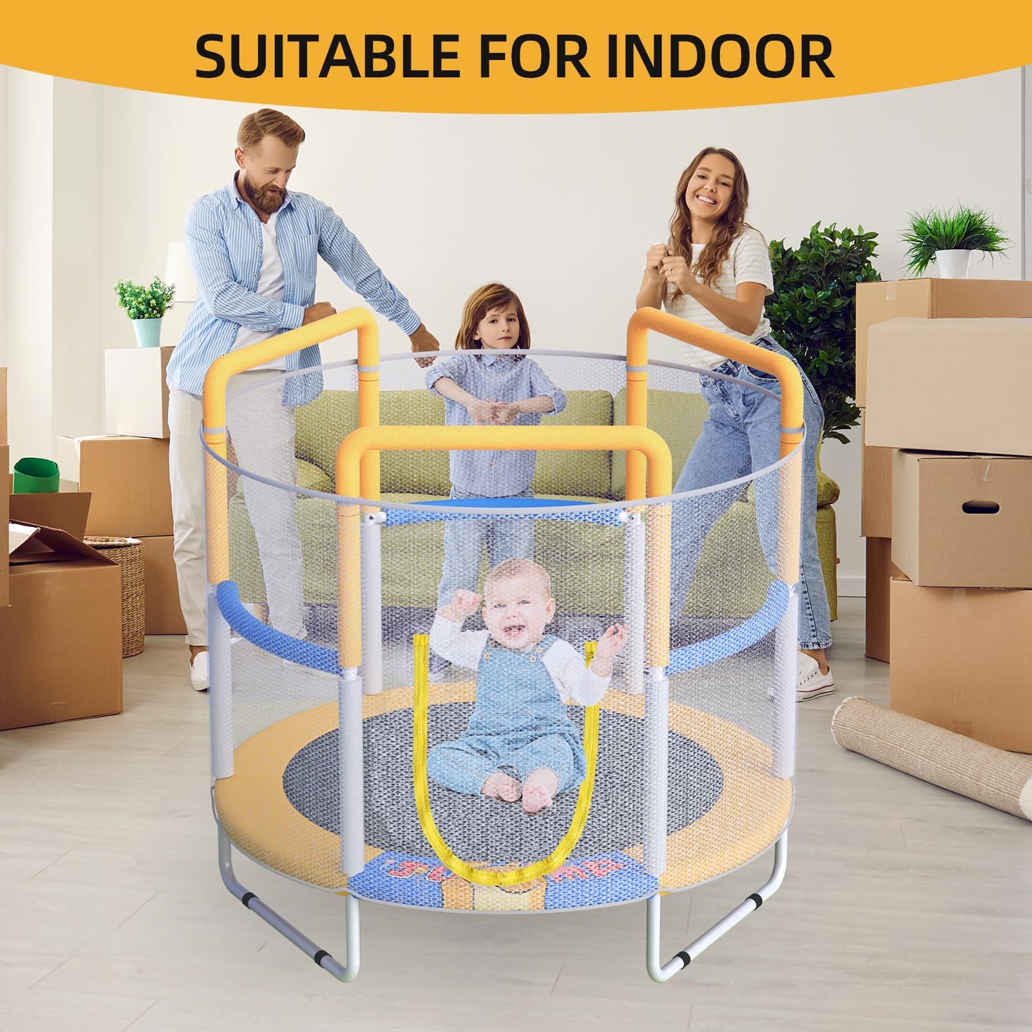55" Indoor Outdoor Trampoline for Kids