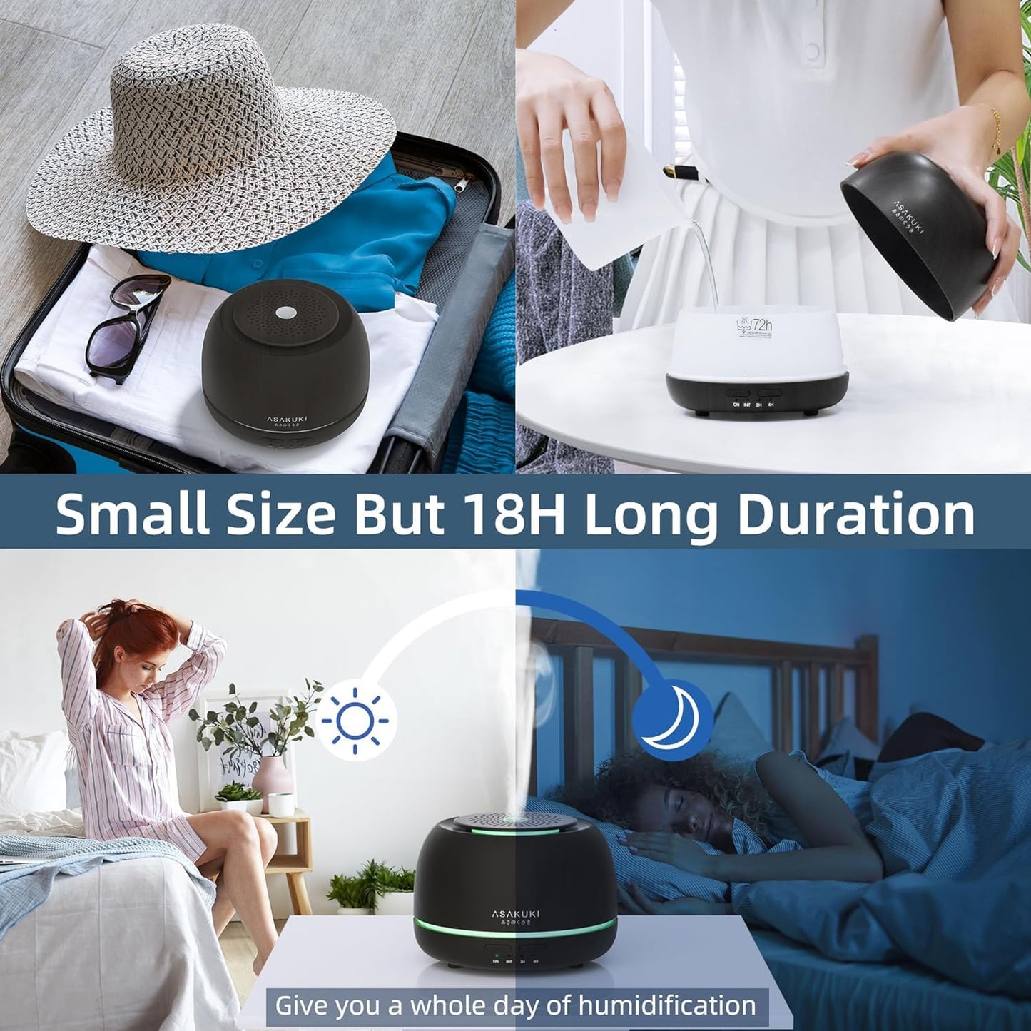 ASAKUKI Essential Oil Diffusers with 10Pcs*10ml Pure Essential Oil Gift Set, 5 in 1 Ultrasonic 300ML Aromatherapy Fragrant Oil Humidifier Vaporizer with Remote Control, Timer and Auto-Off-Black