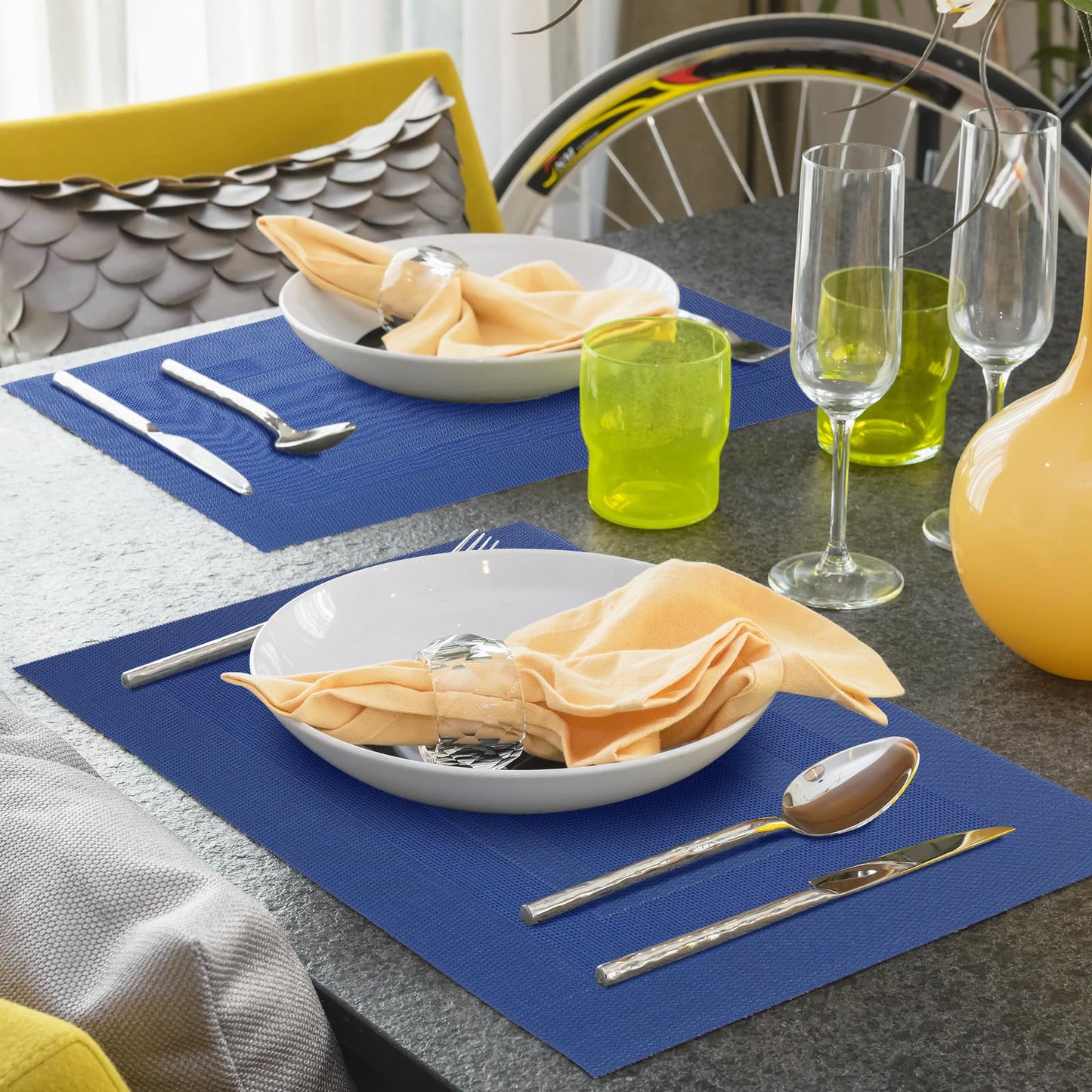 6 Pack Wipeable PVC Placemats for Dining