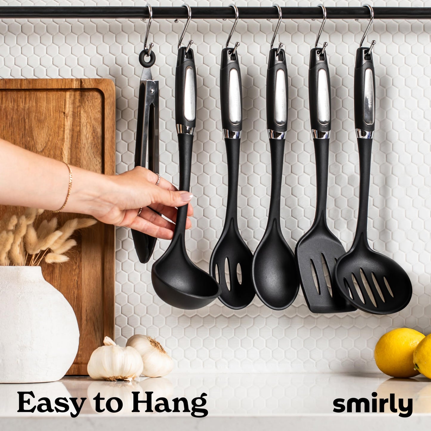 Smirly Silicone Kitchen Utensils Set: Silicone Cooking Utensils Set for Nonstick Cookware, Kitchen Tools Set, Silicone Utensils for Cooking Set (16 Piece Set)