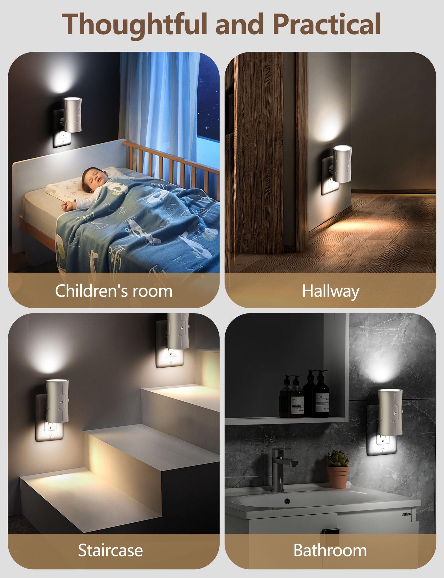 2 Pack LED Night Lights with Light Sensor