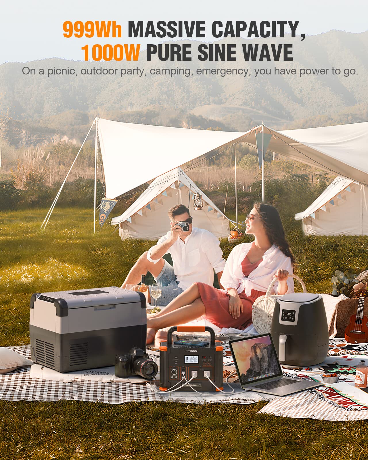 1000W GRECELL Portable Solar Generator with AC Outlet