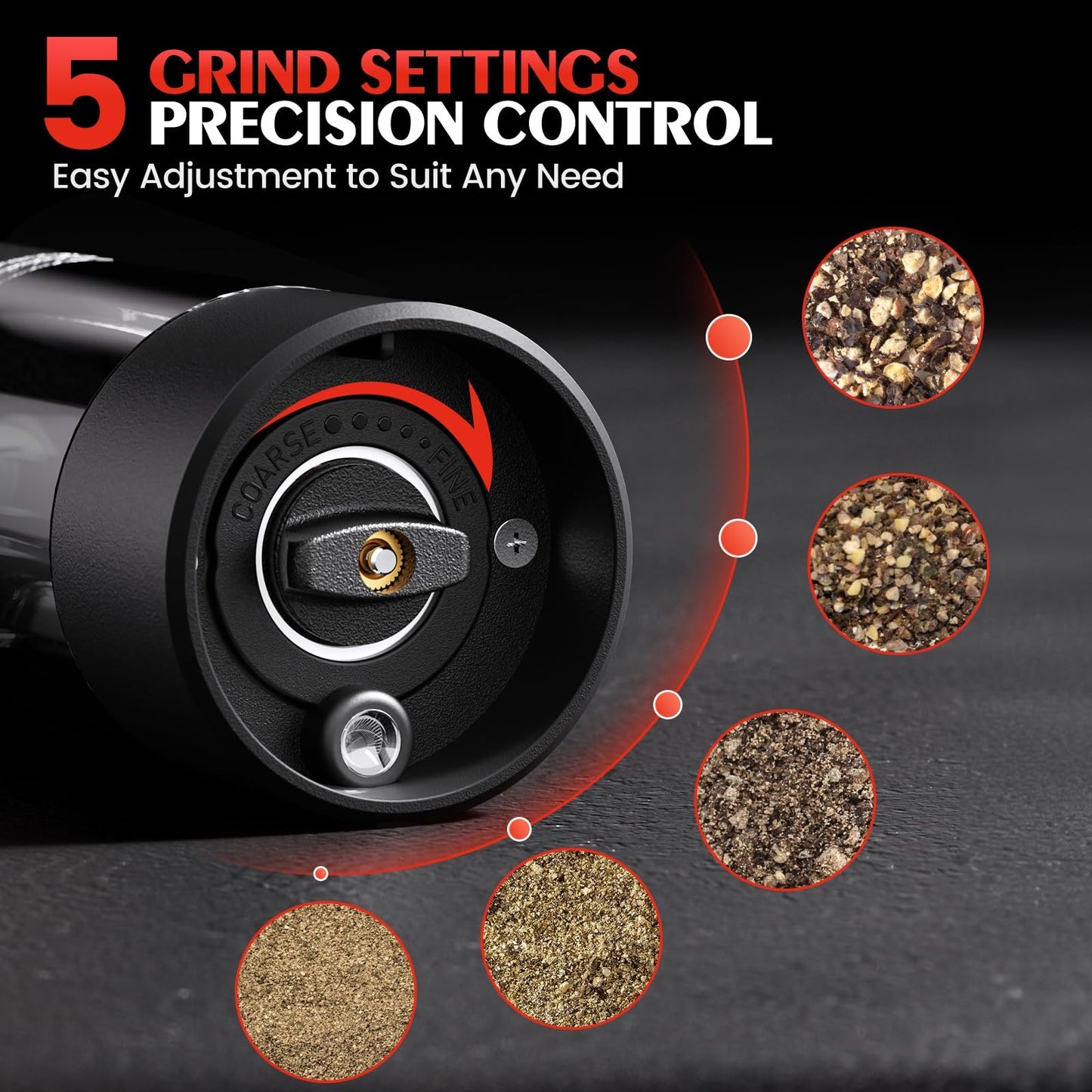 2 Pack Electric Salt and Pepper Grinder Set