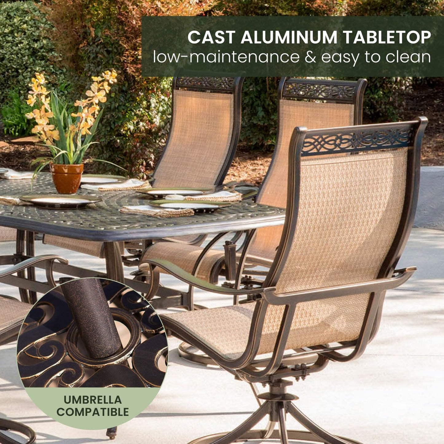 Hanover 7-Piece Outdoor Dining Set with Swivel Rockers
