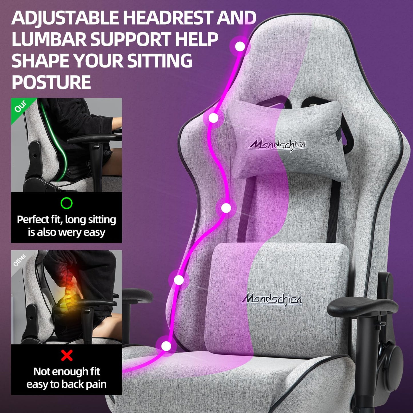 Ergonomic Gaming Chair with Massage Footrest