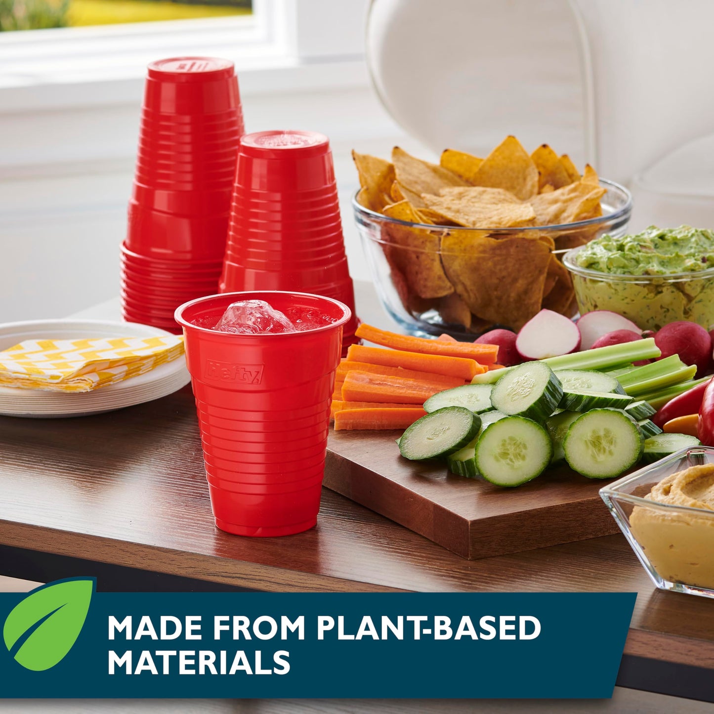Hefty Compostable Red Party Cups, 18 oz, 48 Count
