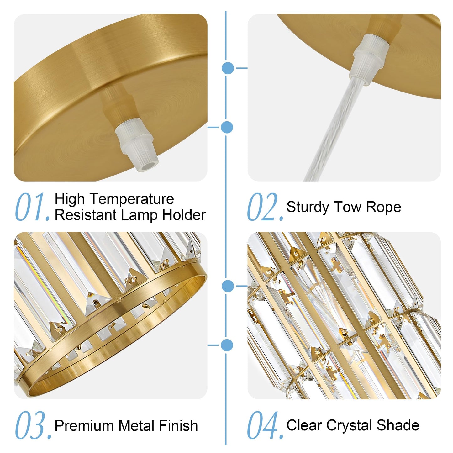 Biewalk Adjustable Crystal Pendant Light Fixture