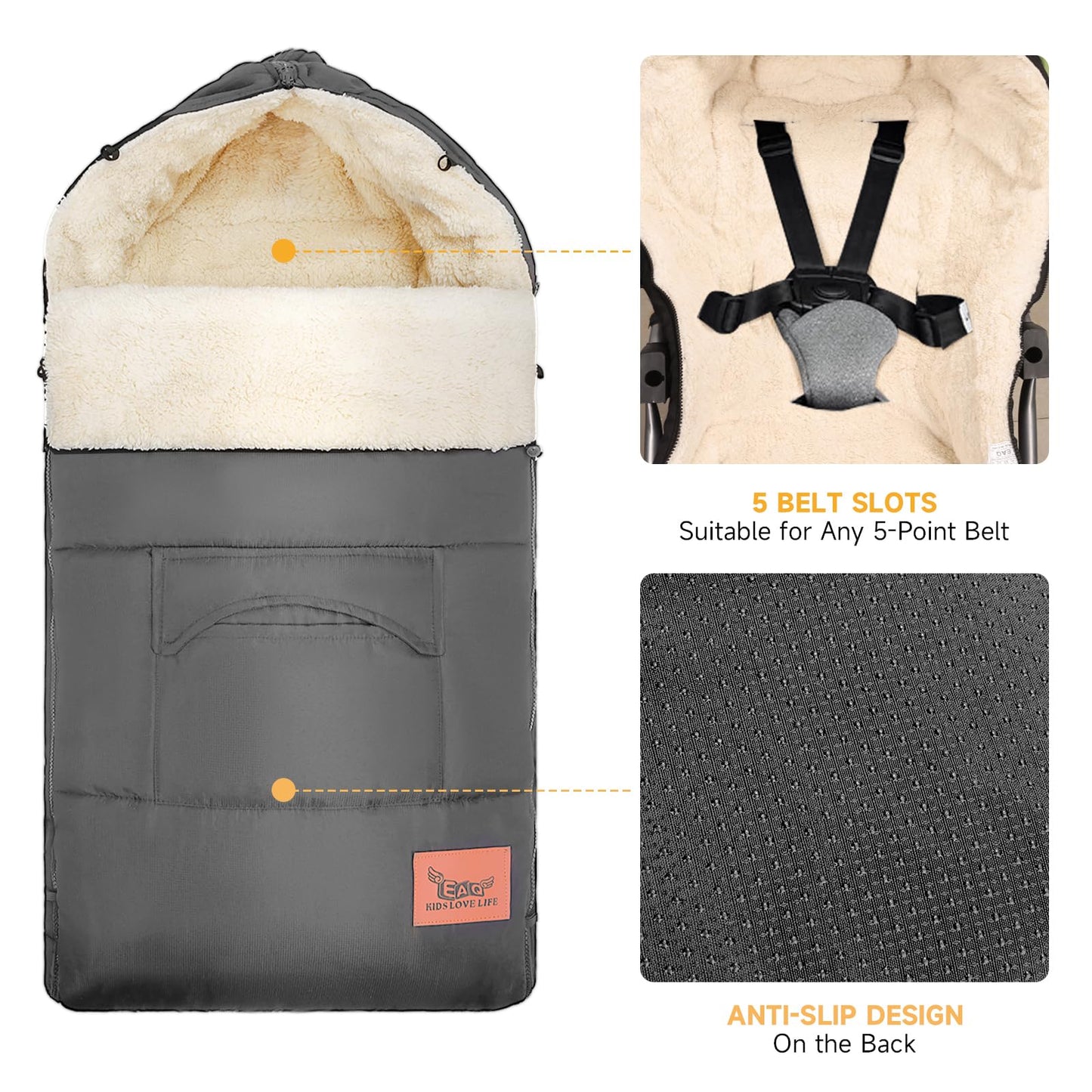 Winter Baby Stroller Footmuff, Fleece Sleeping Bag