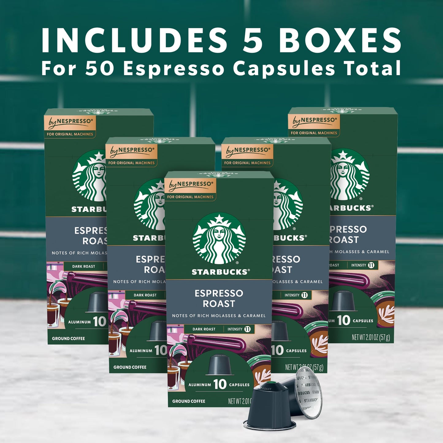 Starbucks Dark Roast Espresso Pods, 50 Count
