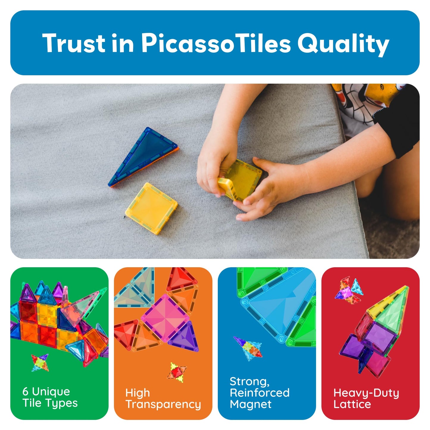80-Piece PicassoTiles Magnetic Building Set for Kids