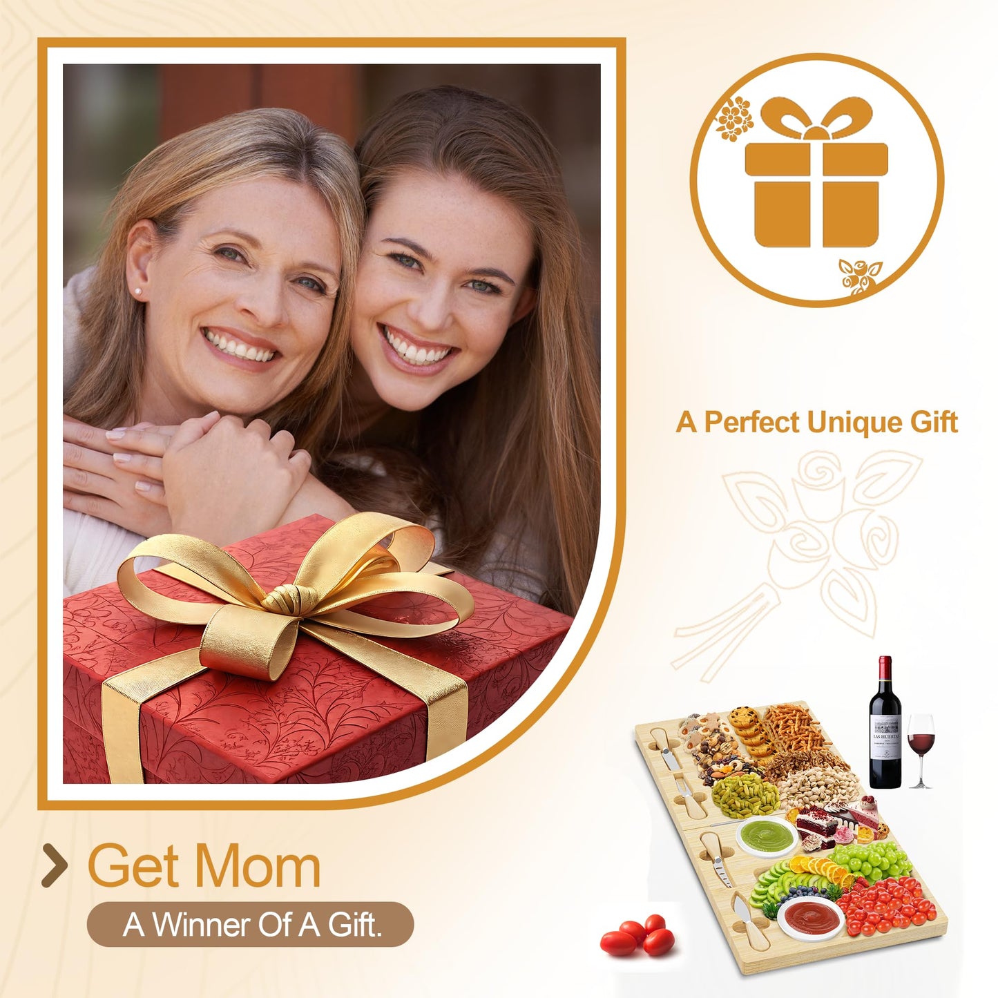 Bamboo Charcuterie Board Gift Set with Utensils