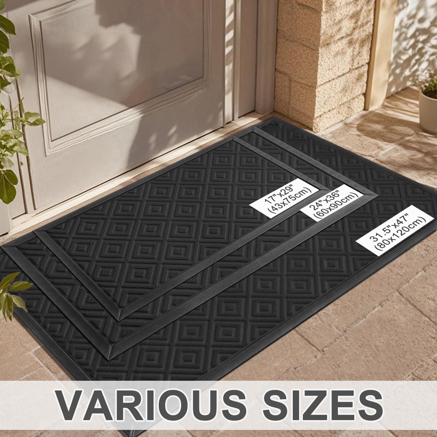 Absorbent Non-Slip Outdoor Doormat 17"x29"