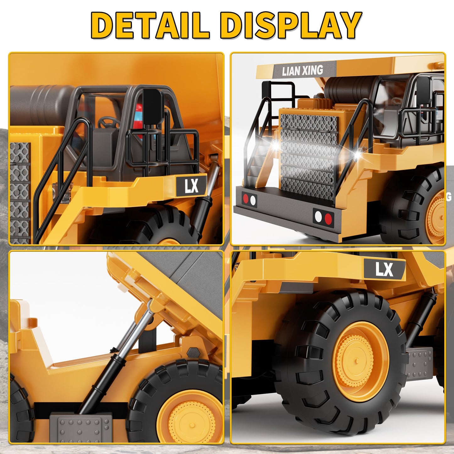 Remote Control Dump Truck Toy with Lights & Sound