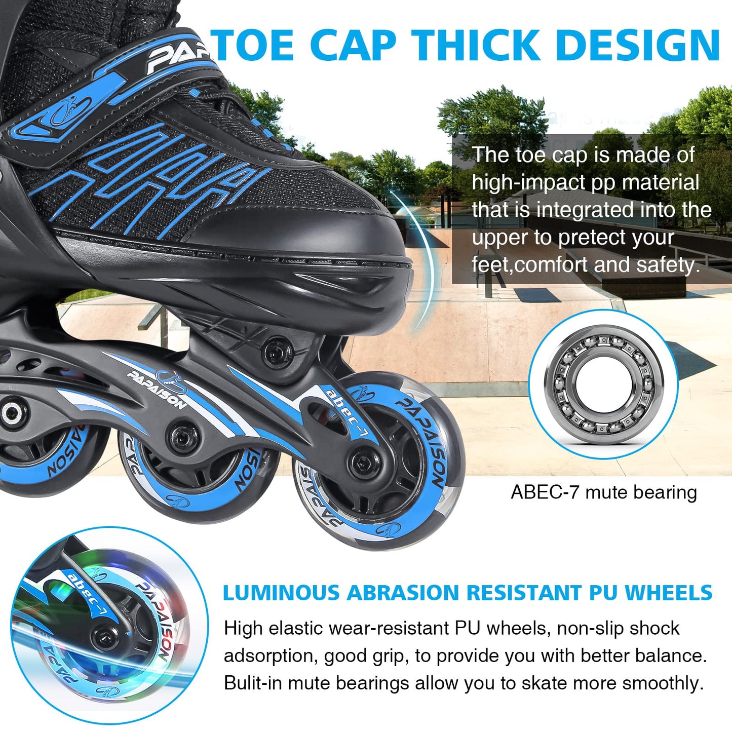 ITurnGlow Adjustable Inline Skates for Kids and Adults with Light up Wheels Beginner Skates Fun Illuminating Roller Skates for Kids Boys and Ladies