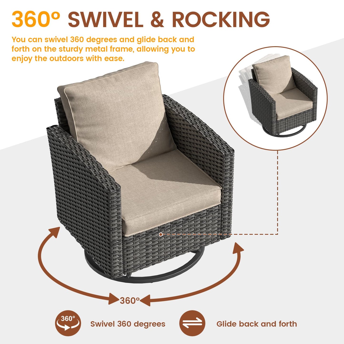 6-Piece Outdoor Sectional Sofa Set with Cushions