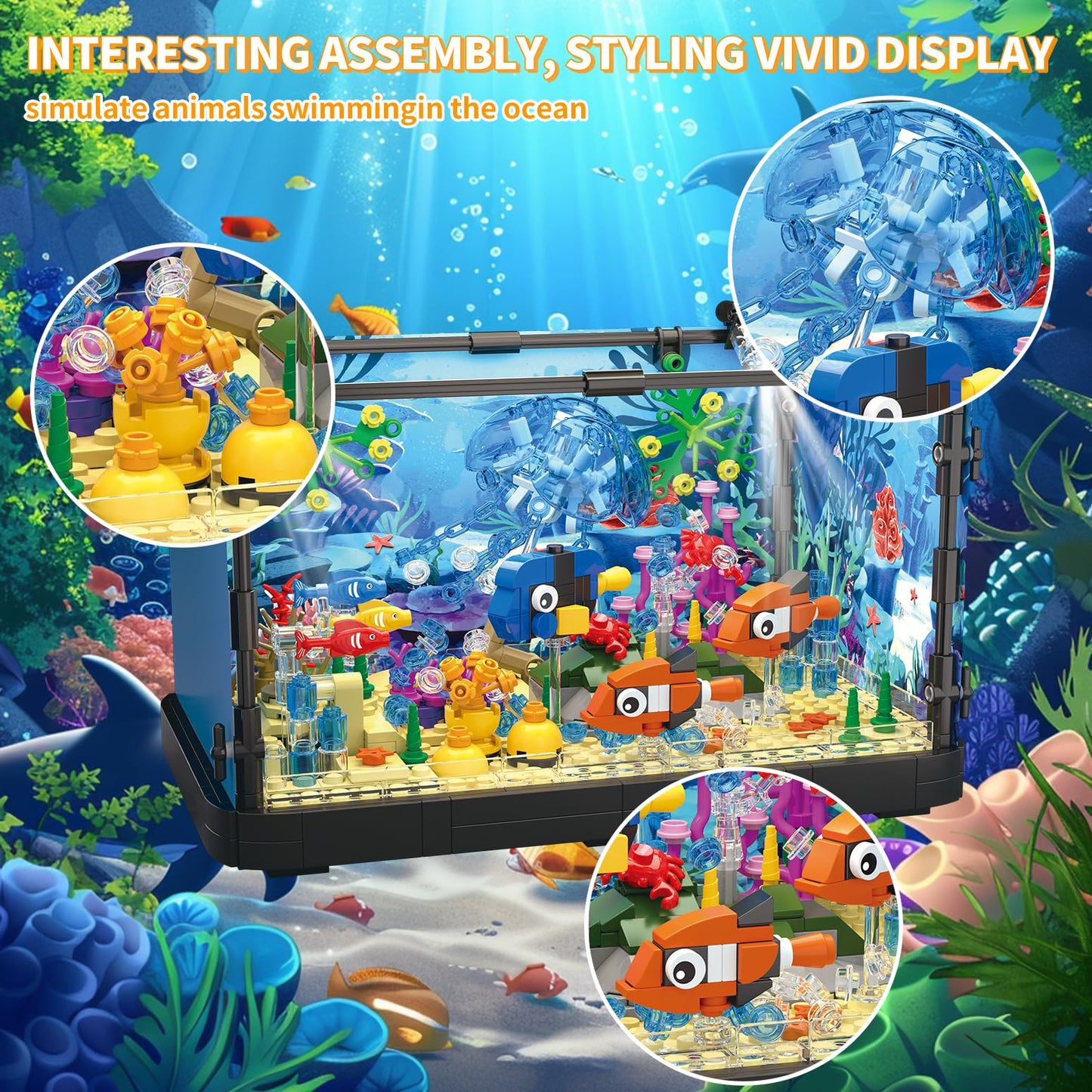 725 Pcs Aquarium Building Set for Kids & Adults