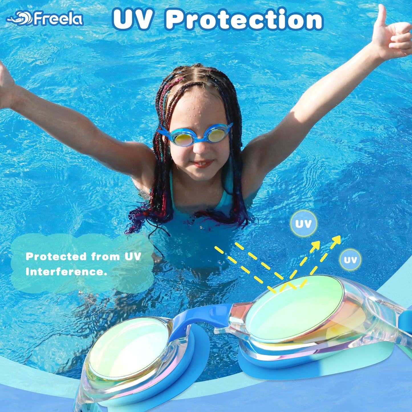 Kids Swim Goggles with Anti-Fog UV Protection