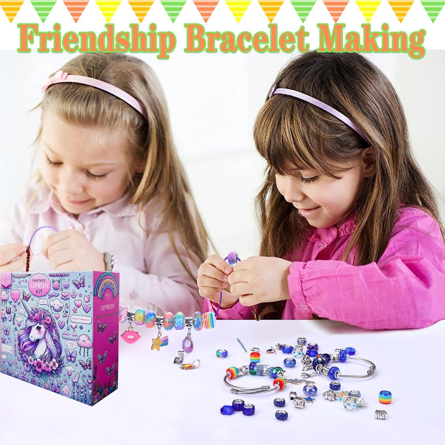 208-Piece Charm Bracelet Making Kit for Girls