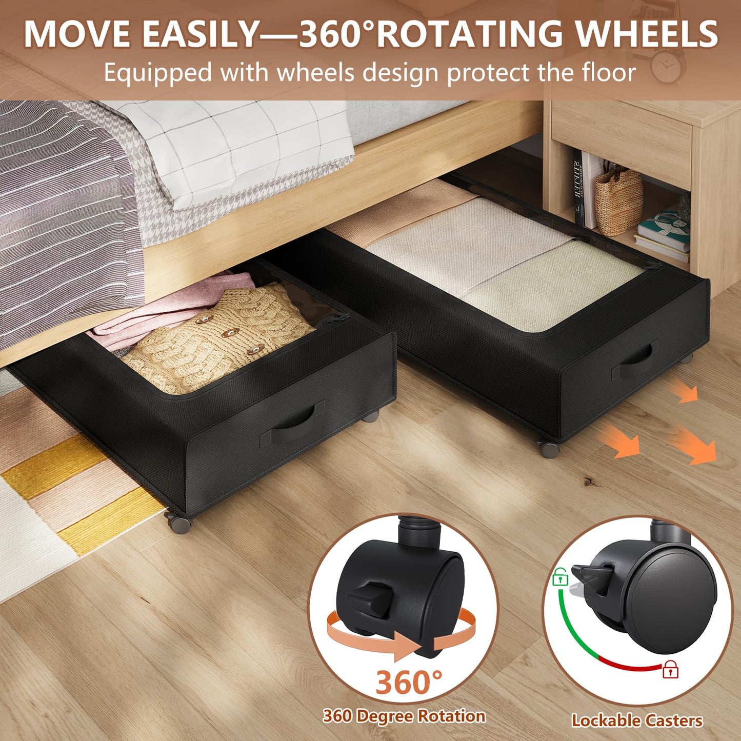 66L Under Bed Storage Organizer with Wheels