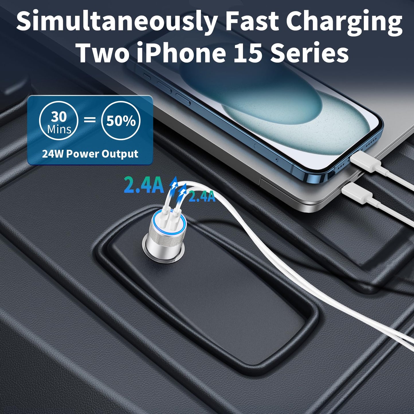 iPhone 16 Fast Car Charger with Type-C Cables