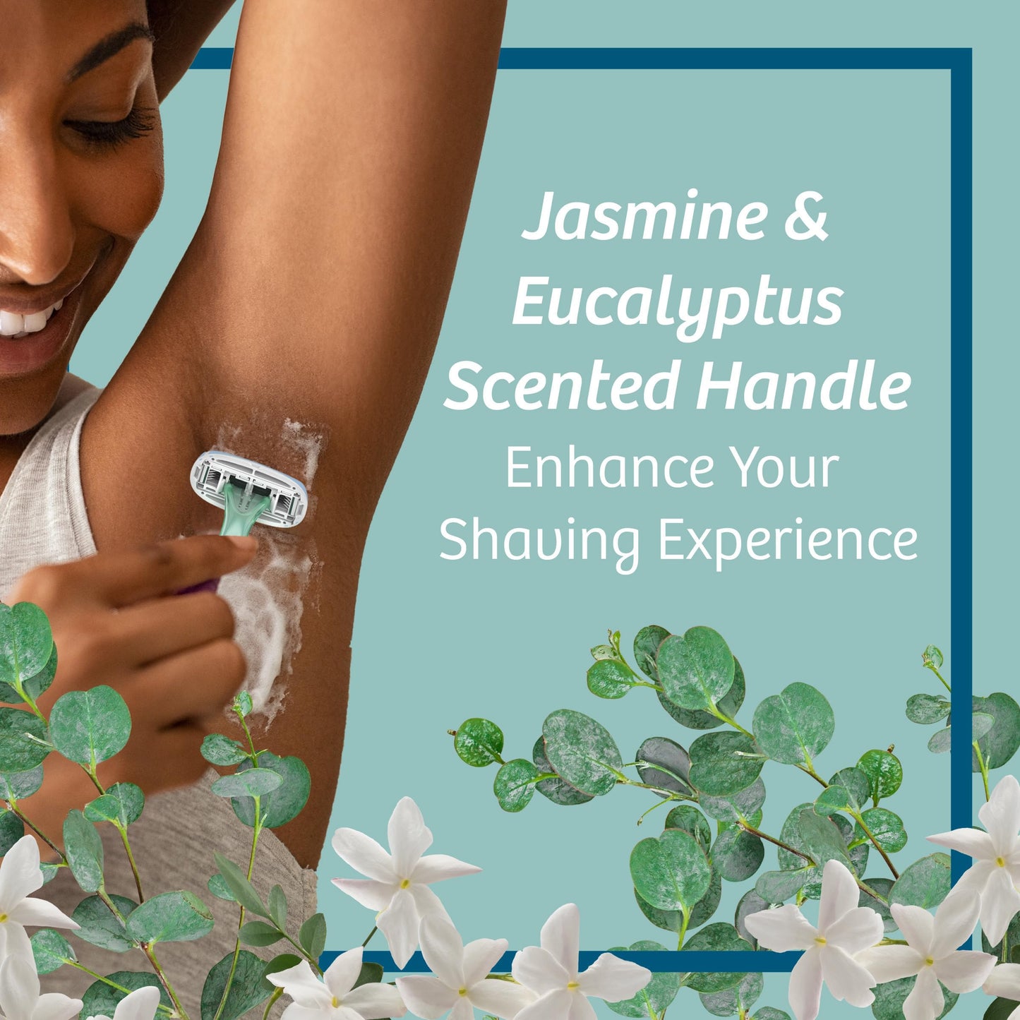BIC Soleil Escape Women's Disposable Razors With 5 Blades for a Sensorial Experience and Comfortable Shave, Pack of Jasmine & Eucalyptus Scented Handle Shaving Razors for Women, 2 Count