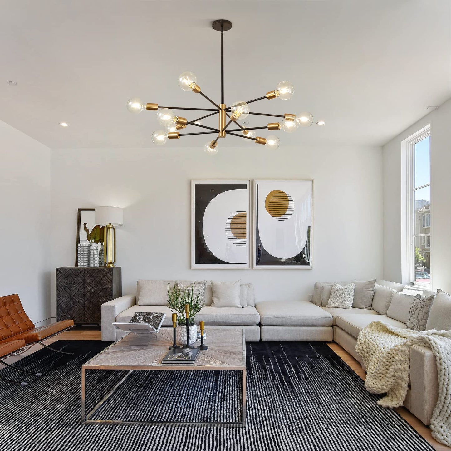 RUIYEY 12-Light Modern Sputnik Chandelier