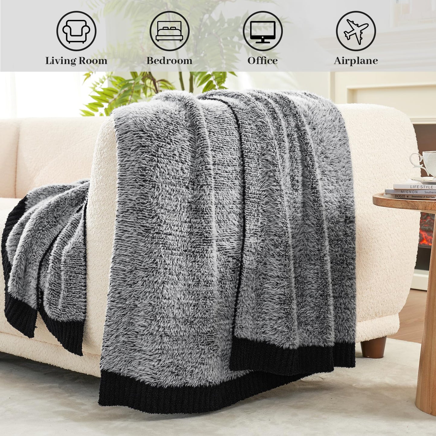 Reversible Soft Throw Blanket for Couch