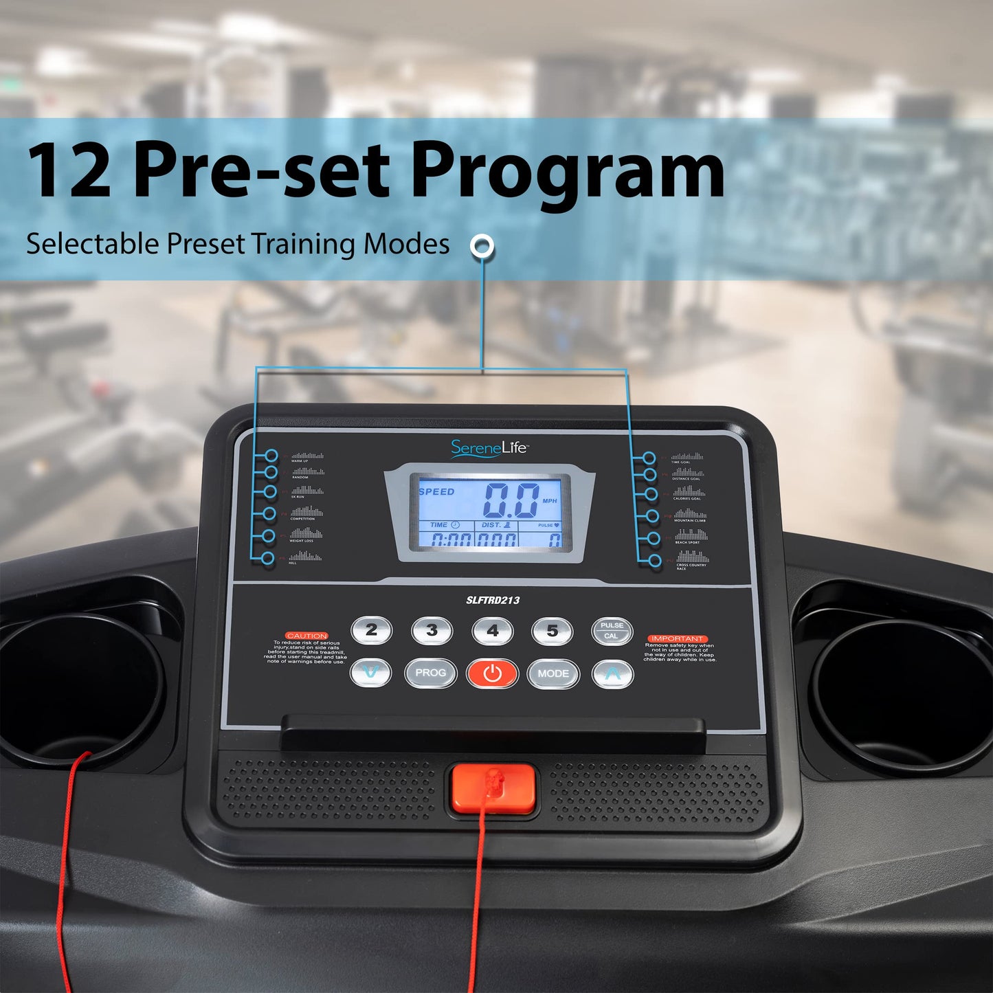 SereneLife Folding Treadmill with Bluetooth & Programs