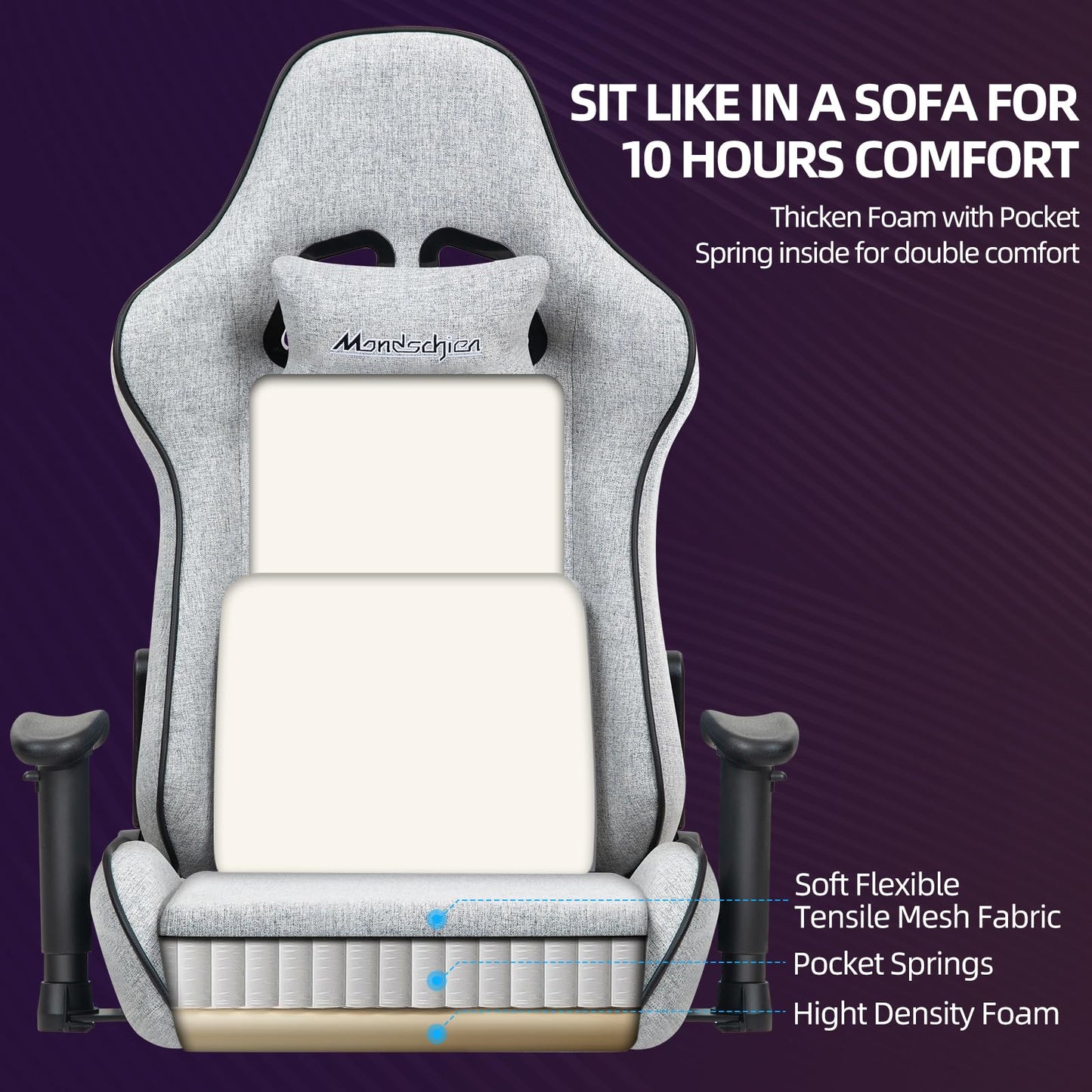 Ergonomic Gaming Chair with Massage Footrest