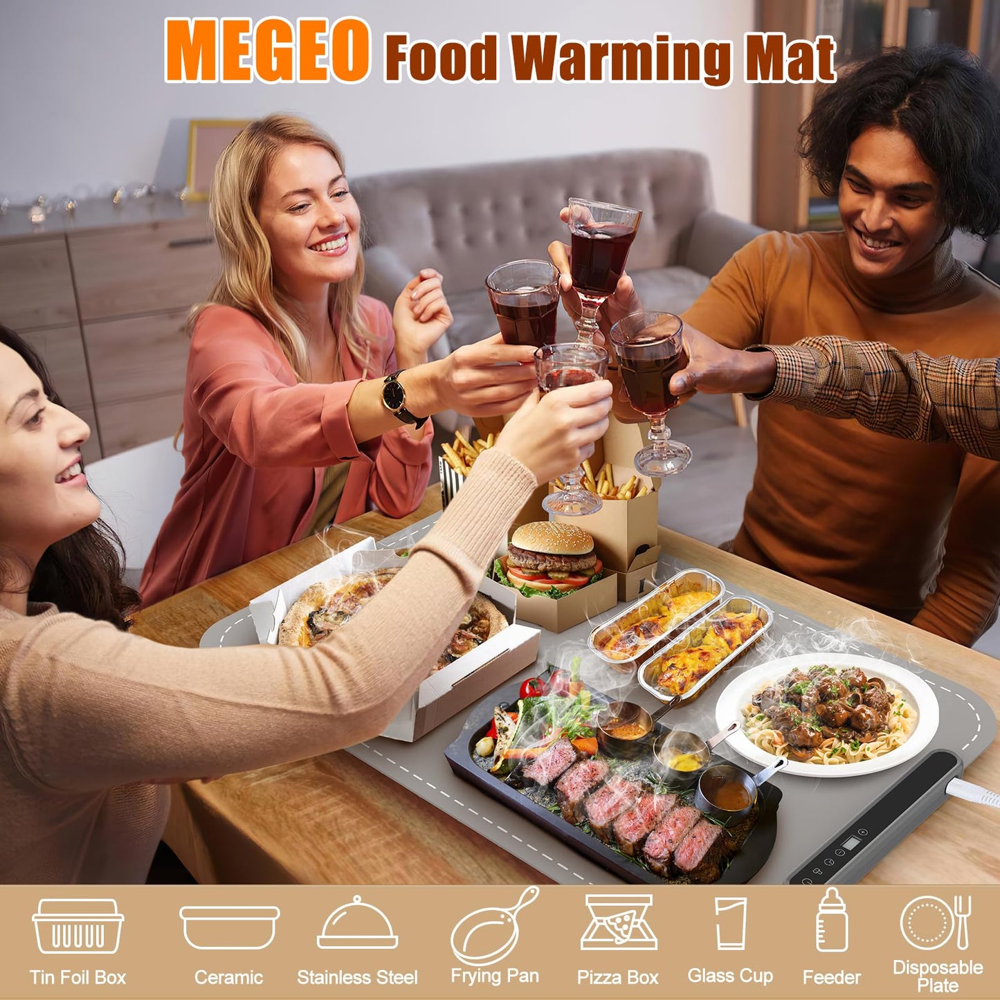 Electric Food Warming Mat with Adjustable Temperature