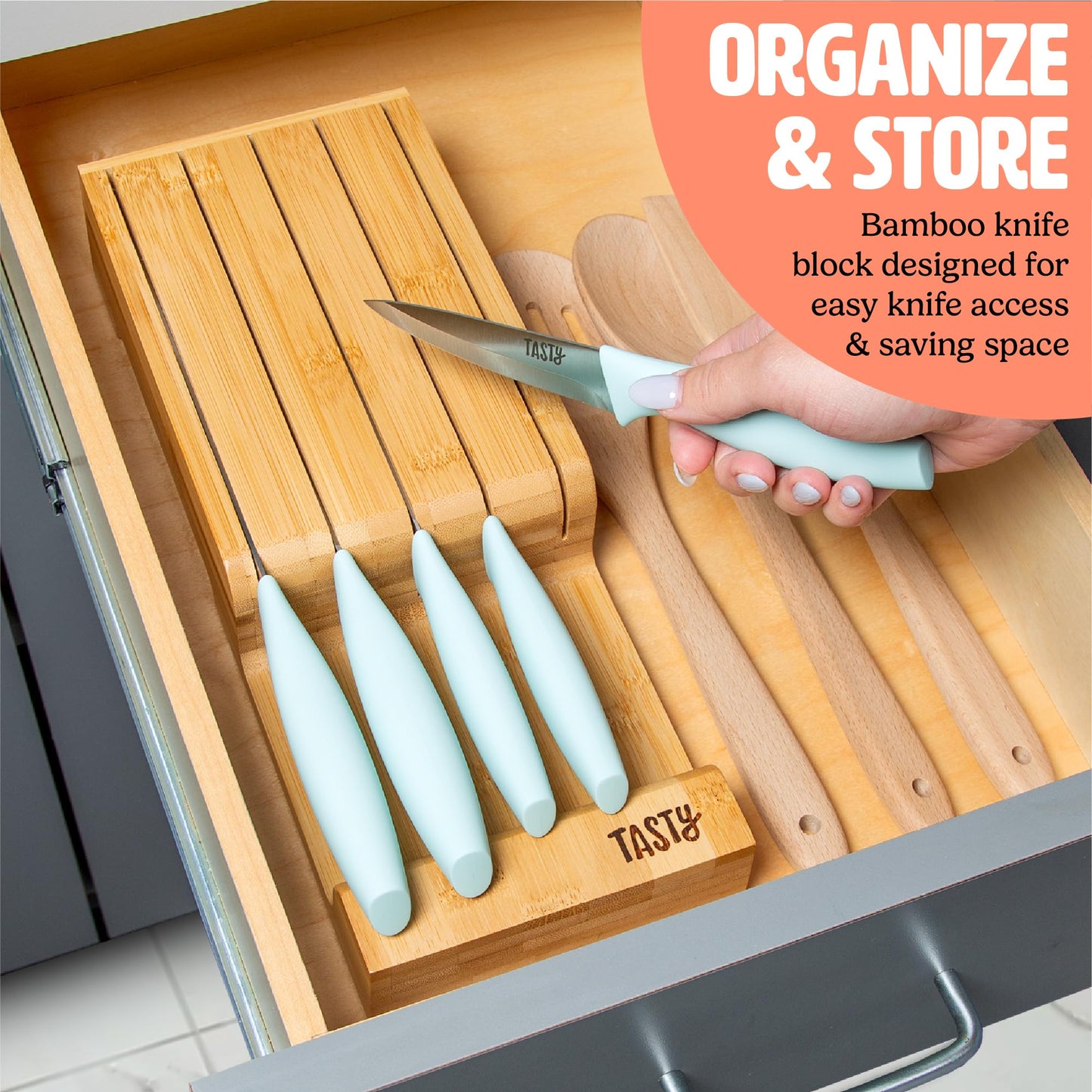 6-Piece Kitchen Knife Set with Organizer