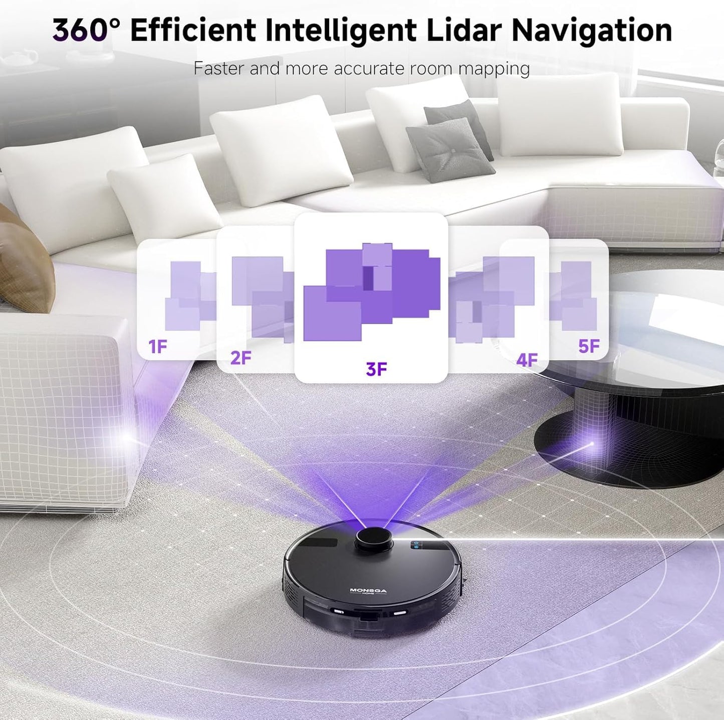 MONSGA Robot Vacuum And Mop with Self-Emptying Station