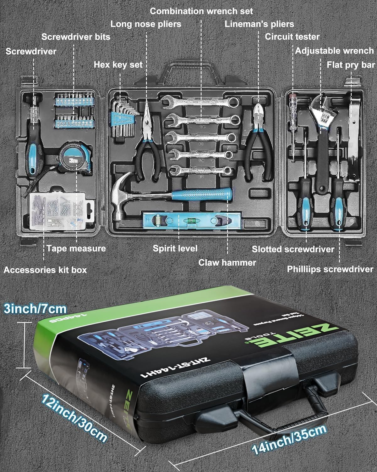 144-Piece Home Tool Kit by Zeite