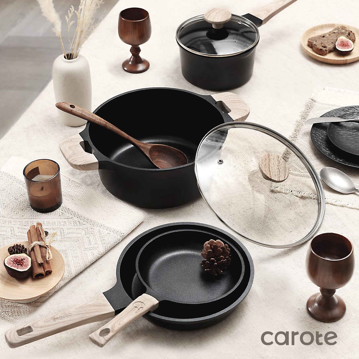 8-Piece CAROTE Nonstick Cookware Set with Lids