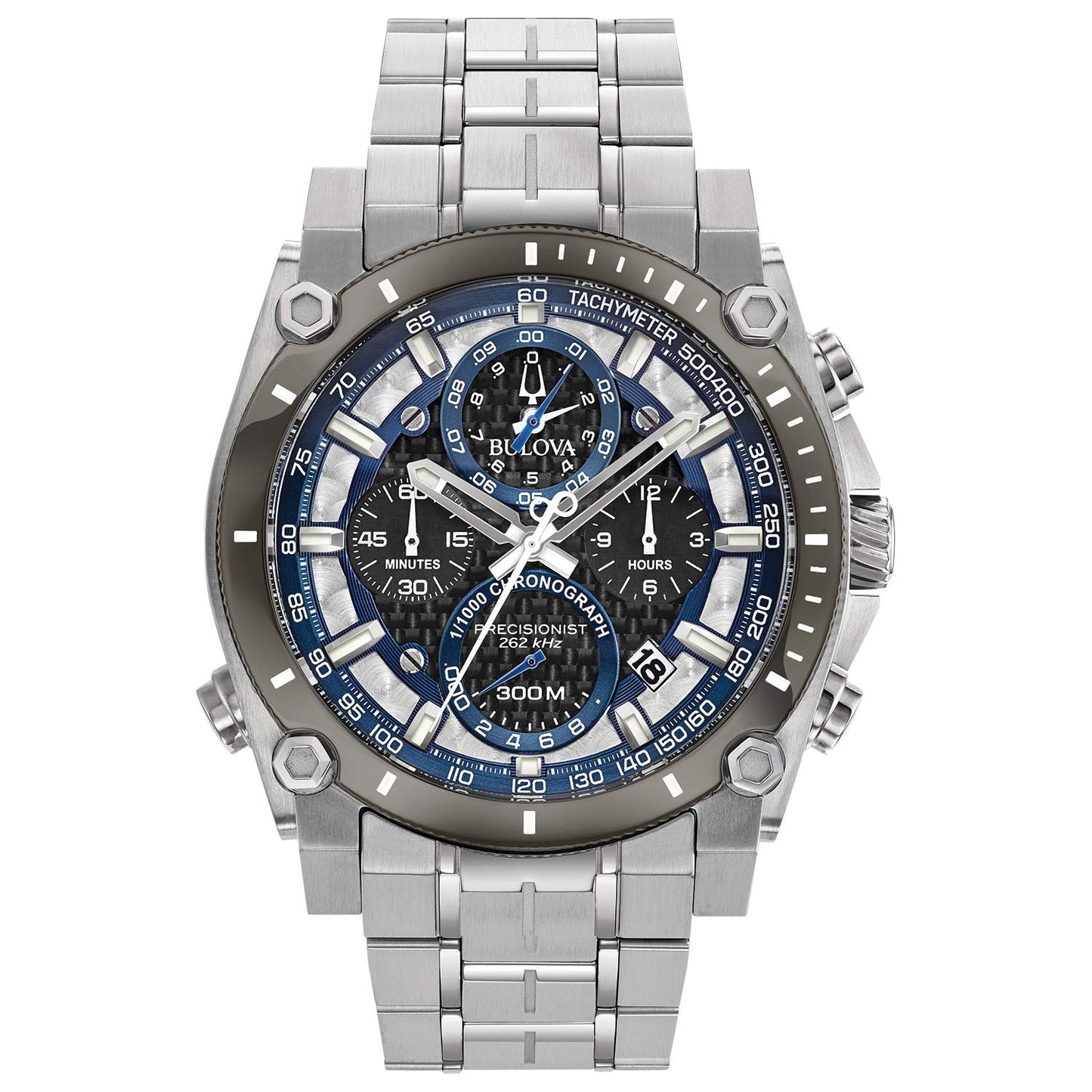 Bulova Men's 8-Hand Chronograph Watch with Blue Accents