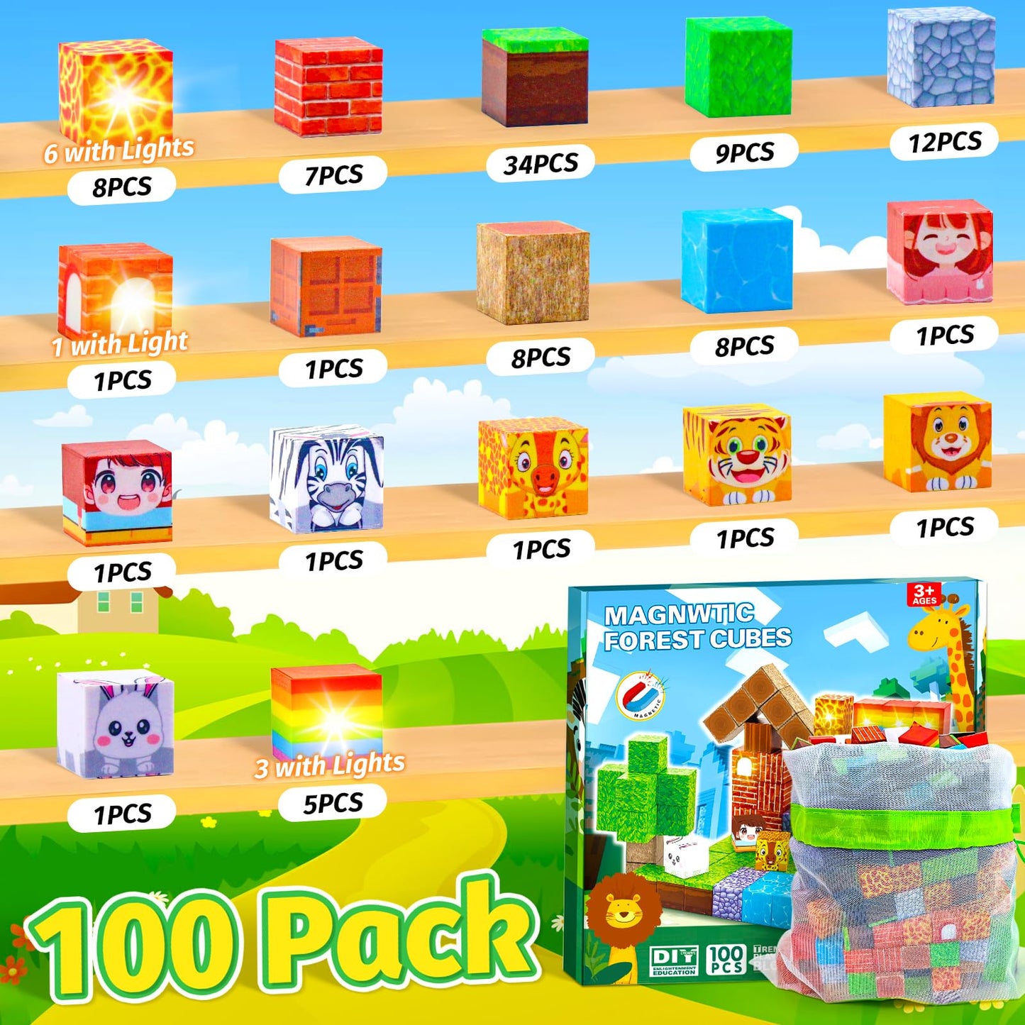 100pcs Magnetic Building Blocks for Kids
