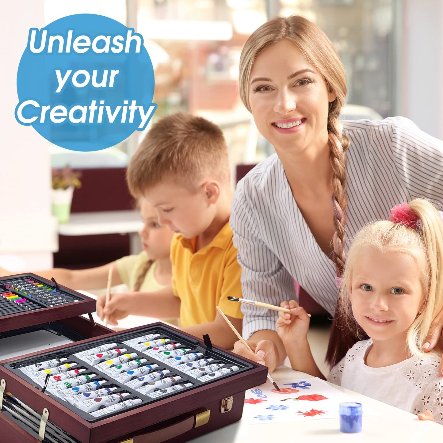 Deluxe Wooden Art Set for Drawing and Painting