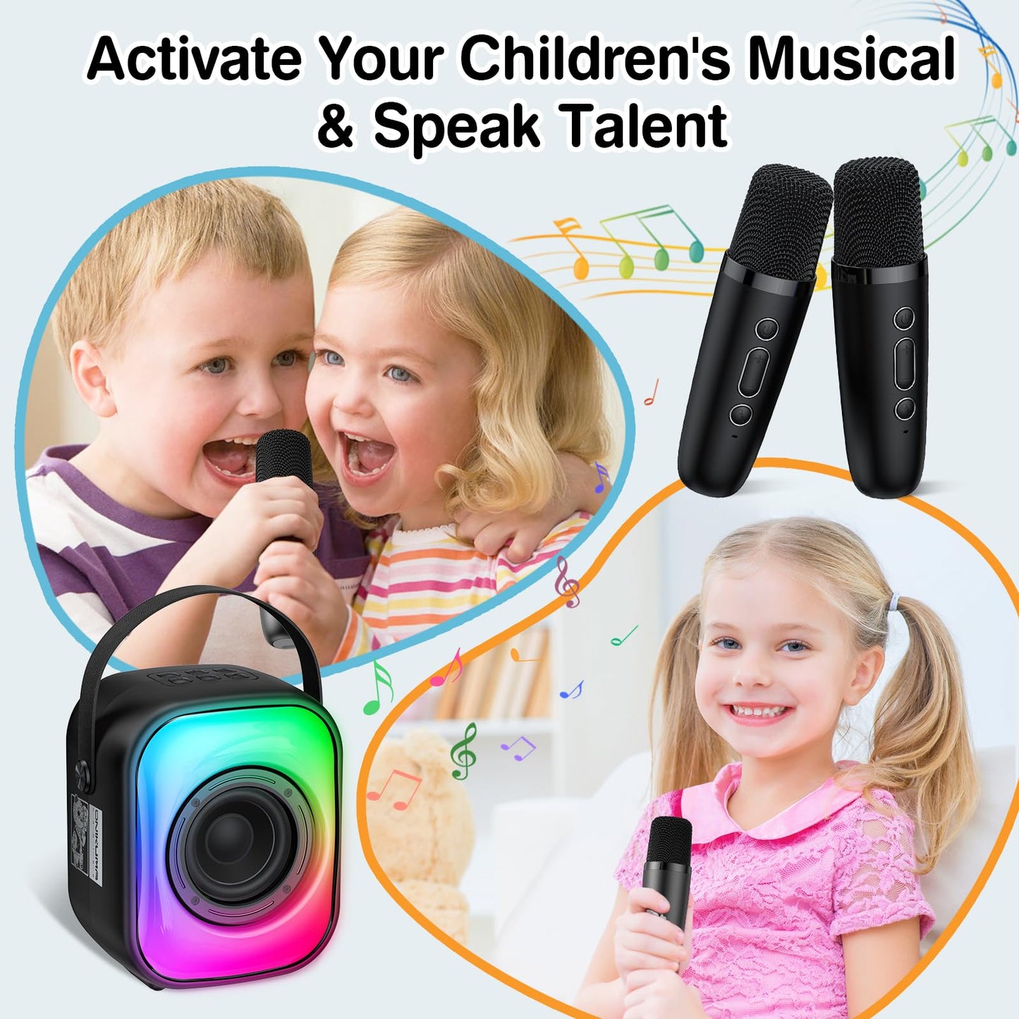 Mini Karaoke Machine with Wireless Microphones