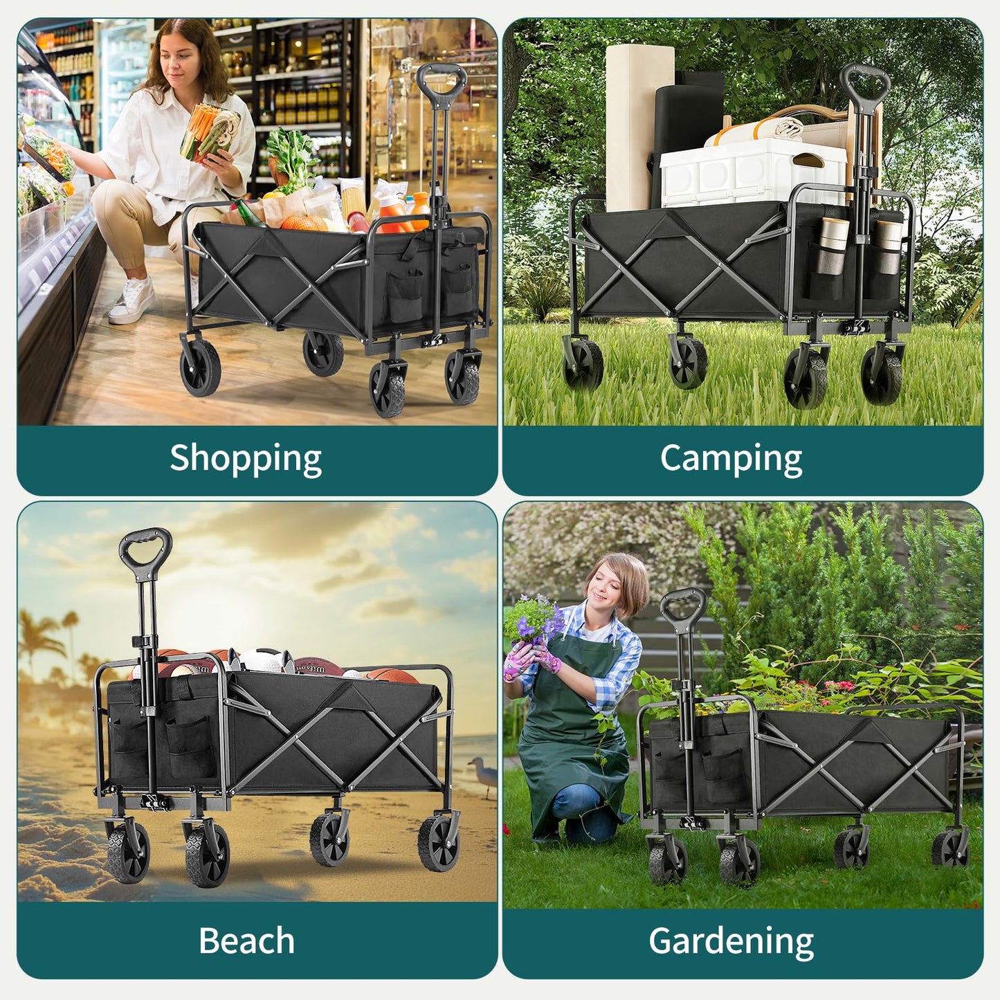 SMUG Folding Beach Wagon with All-Terrain Wheels